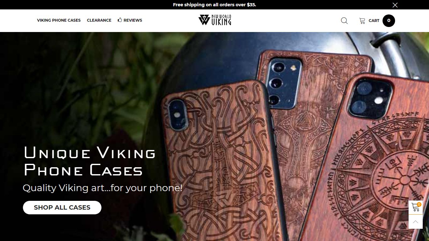 Engraved Wood Viking Phone Cases | New World Viking